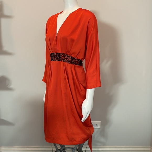 H&M Conscious Collection Orange Dress Eco Friendly - Picture 3 of 10